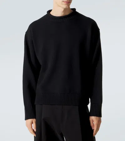 Studio Nicholson Wool And Cotton Sweater In Black