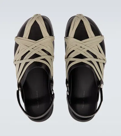 Rick Owens Megalace Leather Mules In Black