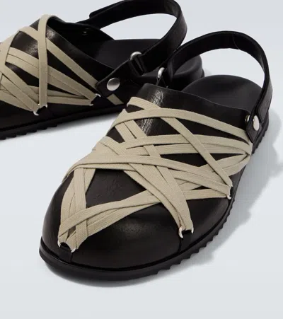 Rick Owens Megalace Leather Mules In Black