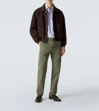 Slowear Cotton And Linen Slim Pants In Green