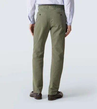 Slowear Cotton And Linen Slim Pants In Green