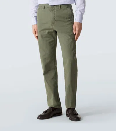 Slowear Cotton And Linen Slim Pants In Green