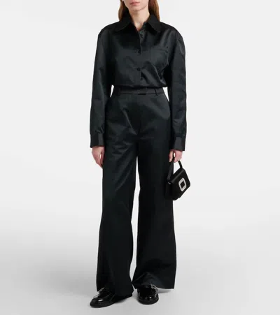 Roger Vivier Viv Rangers Crystal-embellished Leather Slingback Loafers In Black