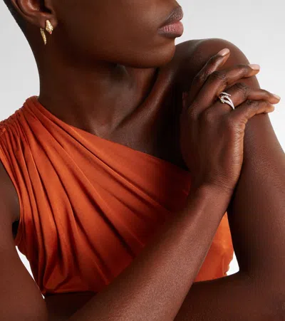 Yvonne Léon Python 9kt Gold Ring With Diamonds In Gold