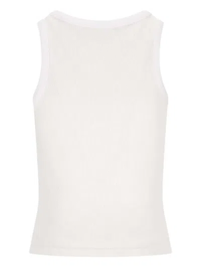 Givenchy White Sleeveless Top With Logo Lettering On The Front In Cotton Stretch Woman In White