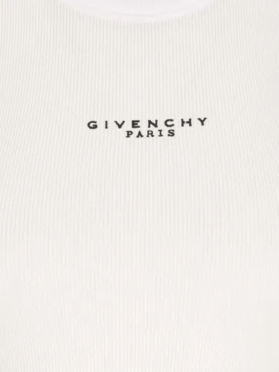 Givenchy White Sleeveless Top With Logo Lettering On The Front In Cotton Stretch Woman In White