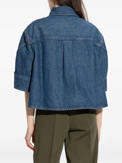 Givenchy Cropped Cocoon Shirt In Medium Denim Clothing In Blue