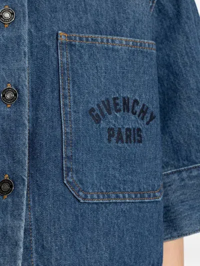 Givenchy Cropped Cocoon Shirt In Medium Denim Clothing In Blue