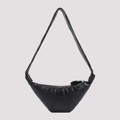 Lemaire Medium Croissant Bag Soft Grained Leather In Black