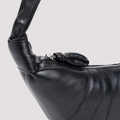 Lemaire Medium Croissant Bag Soft Grained Leather In Black