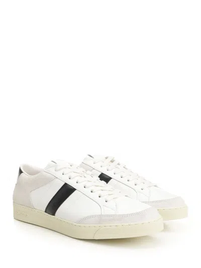 Tom Ford Panelled Suede And Grained Leather Sneakers In White