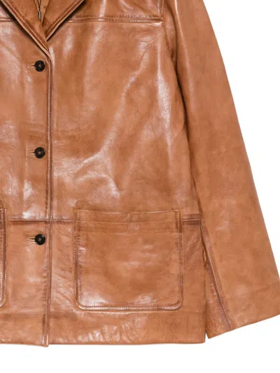 Herskind Marina Leather Jacket In Brown