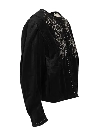 Isabel Marant Pietra Stud-embellished Velvet Jacket In Black