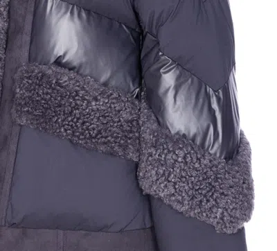 Vegancode Quilted Faux-fur Trim Coat In Blue