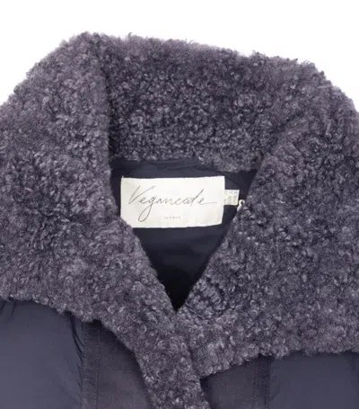 Vegancode Quilted Faux-fur Trim Coat In Blue