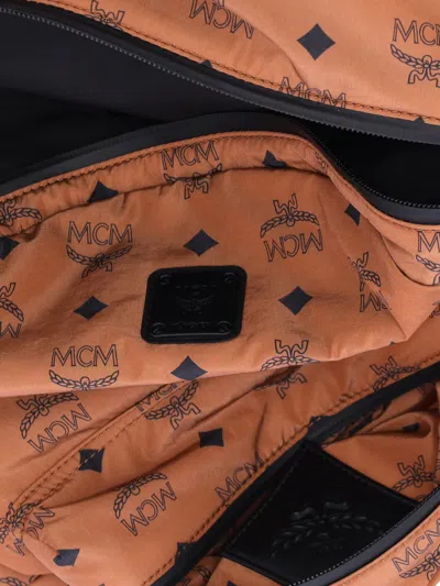 Mcm Backpack Adjustable Straps Front Zip Pocket Handle In Black