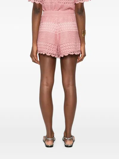 Zimmermann Wanderlust Crocheted Cotton-blend Shorts In Pink