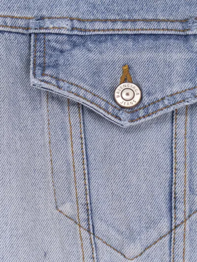 Balenciaga Collared Regular Jacket Long Sleeves Pockets In Blue