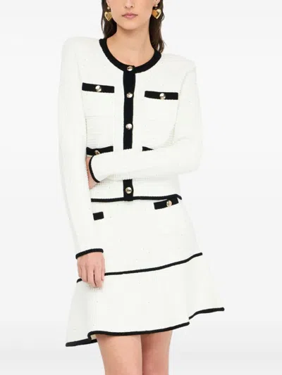 Liu •jo Textured Crop Sweater With Gold-tone Buttons In Multi