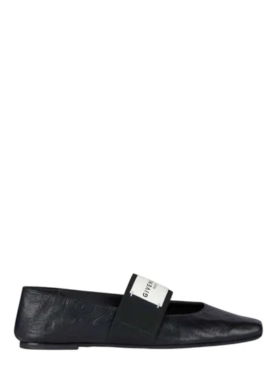 Givenchy Sliced Square Elastic-strap Ballet Flats In Black