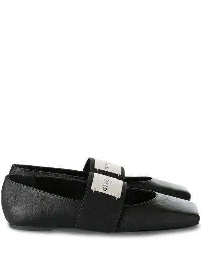 Givenchy Sliced Square Elastic-strap Ballet Flats In Black