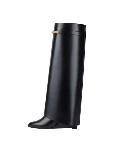 Givenchy Shark 95 Leather Knee-high Boots In Black