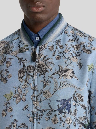 Etro Jacquard Bomber Jacket In Blue