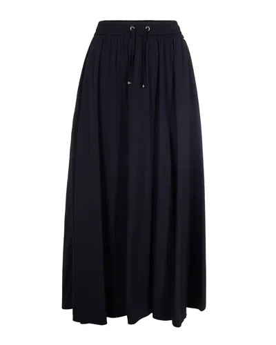 Herno Women Black Skirt With Elastic Drawstring Waist In Tech Fabric Stretch Woman