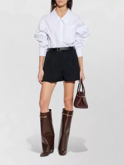 Givenchy Wool Bermuda Shorts Front Pleats Belt Loops In Black