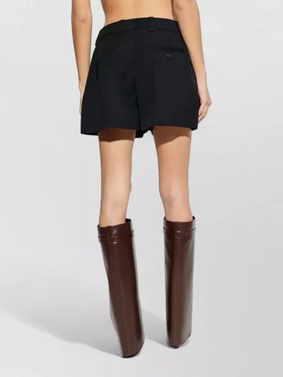 Givenchy Wool Bermuda Shorts Front Pleats Belt Loops In Black