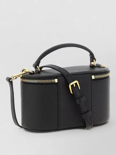 Valentino Garavani Vlogo Signature Mini Vanity Bag In Grainy Calfskin Woman Black Uni In Black