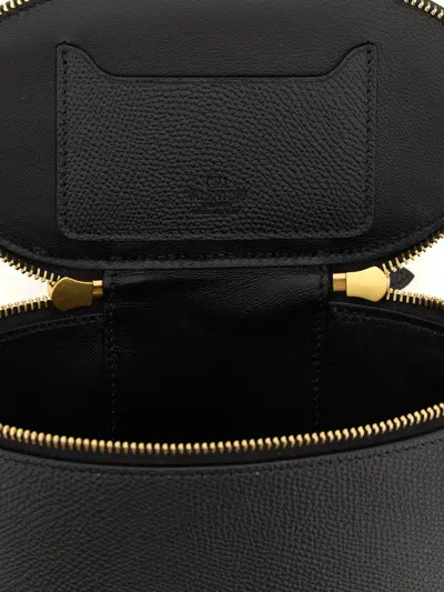 Valentino Garavani Vlogo Signature Mini Vanity Bag In Grainy Calfskin Woman Black Uni In Black