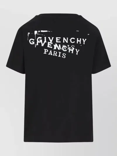 Givenchy Women Black Crew Neck T-shirt With Logo On Front And Back In Cotton Woman In Black