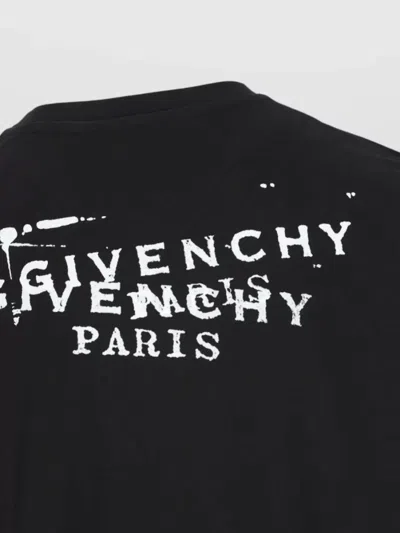 Givenchy Women Black Crew Neck T-shirt With Logo On Front And Back In Cotton Woman In Black