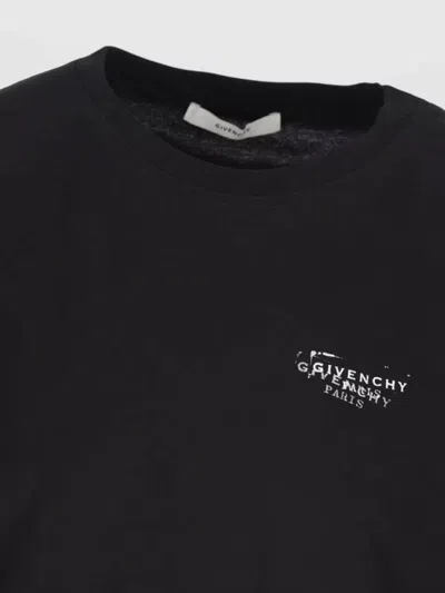 Givenchy Women Black Crew Neck T-shirt With Logo On Front And Back In Cotton Woman In Black
