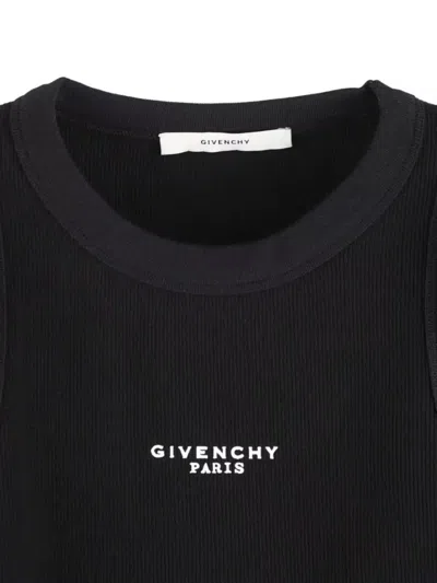 Givenchy Cotton Cropped Tank Top With Paris Print Clothing In Black