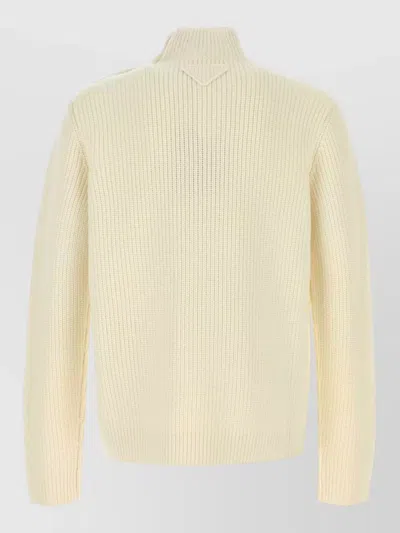 Prada Off White Knitted Sweaters In Neutral