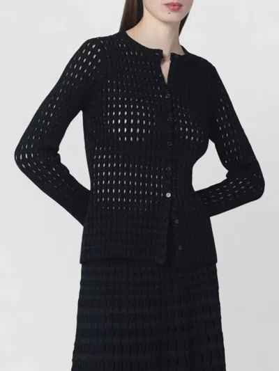 Simkhai Mabel Openwork Knit Cardigan Long Sleeves In Black