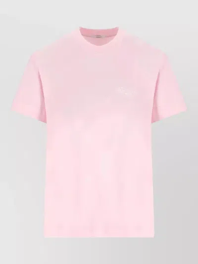 Givenchy Crew Neck Short Sleeve Straight Hem Top In Pink