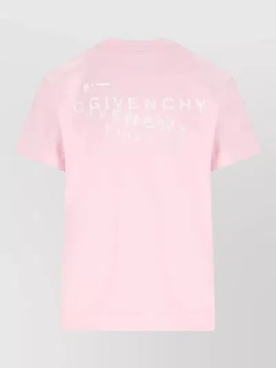 Givenchy Crew Neck Short Sleeve Straight Hem Top In Pink