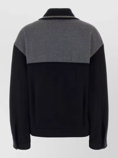 Miu Miu Velour Jacket Contrast Panel Buttoned Cuffs Collar In Black