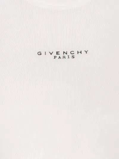 Givenchy White Sleeveless Top With Logo Lettering On The Front In Cotton Stretch Woman In White