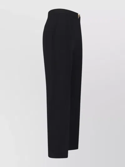 Valentino Tailored Trousers Belt Loops Gold Tone Detail In Black