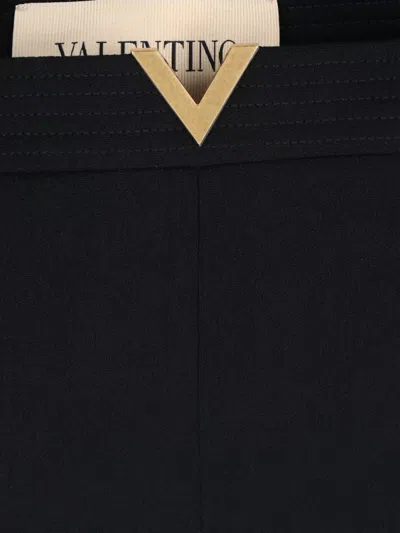 Valentino Tailored Trousers Belt Loops Gold Tone Detail In Black