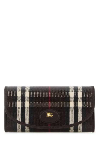 Burberry Check Pattern Fold-over Flap Wallet In Black