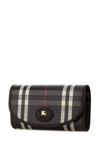 Burberry Check Pattern Fold-over Flap Wallet In Black