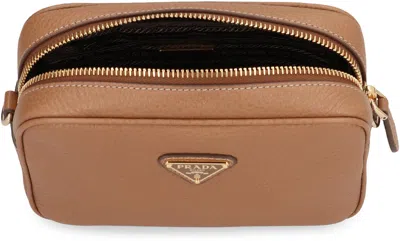 Prada Small Leather Crossbody Bag In Brown