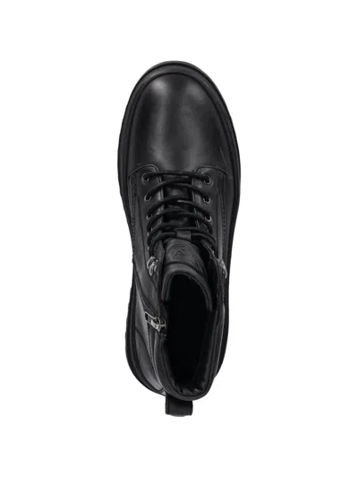 系带侧拉链短靴