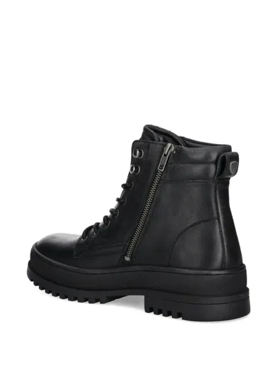 系带侧拉链短靴