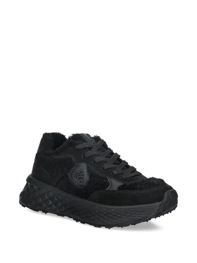Blauer Lynn Textured Panelled Sneakers In Black